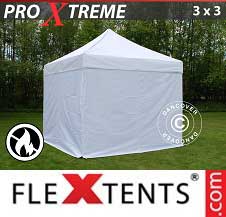 Pikateltta FleXtents Pro Xtreme 3x3m Valkoinen, Tulenkestävä, sis. 4 sivuseinää