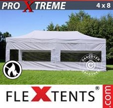 Pikateltta FleXtents Pro Xtreme 4x8m Valkoinen, Tulenkestävä, sis. 4 sivuseinää