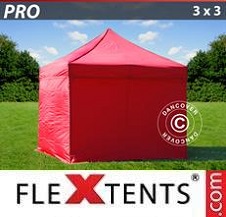 Pikateltta FleXtents Pro 3x3m Punainen, sis. 4 sivuseinää
