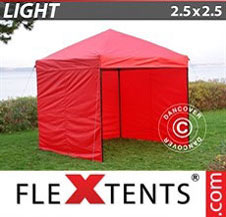 Pikateltta FleXtents Light 2,5x2,5m Punainen, sis. 4 sivuseinää