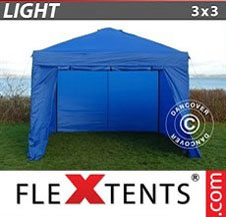 Pikateltta FleXtents Light 3x3m Sininen, sis. 4 sivuseinää